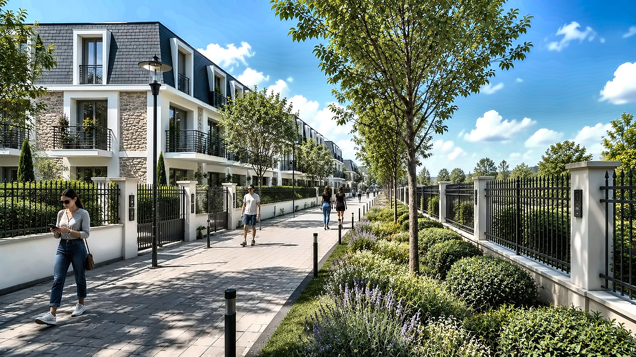 Résidence Roissy à Ozoir-la-Ferrière — allée piétonne bordée de logements